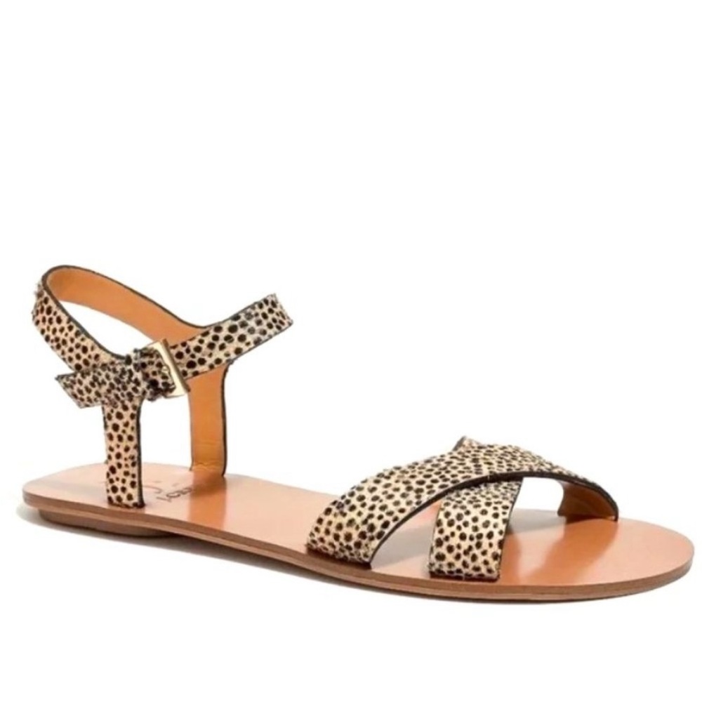 J. Crew Cheetah Calf Hair Leather Sandals